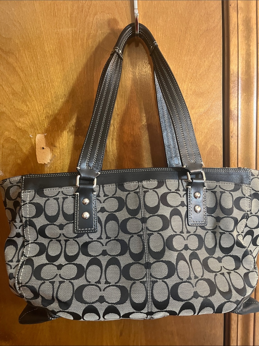 Coach Black Signature Logo Tote - Picture 4 of 12